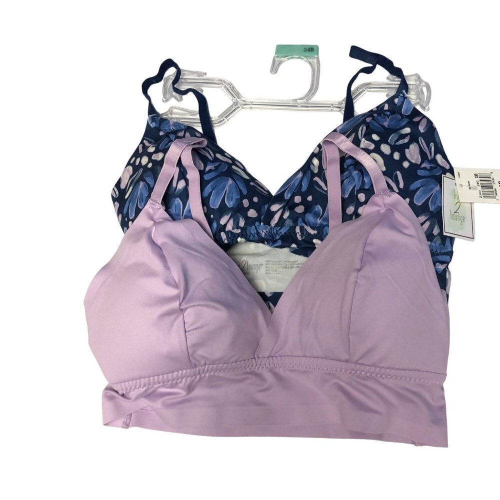 LIVE 2 LOUNGE PADDED BRALETTE  PACK OF 2 SIZE 34‎ BNEW WITH TAG